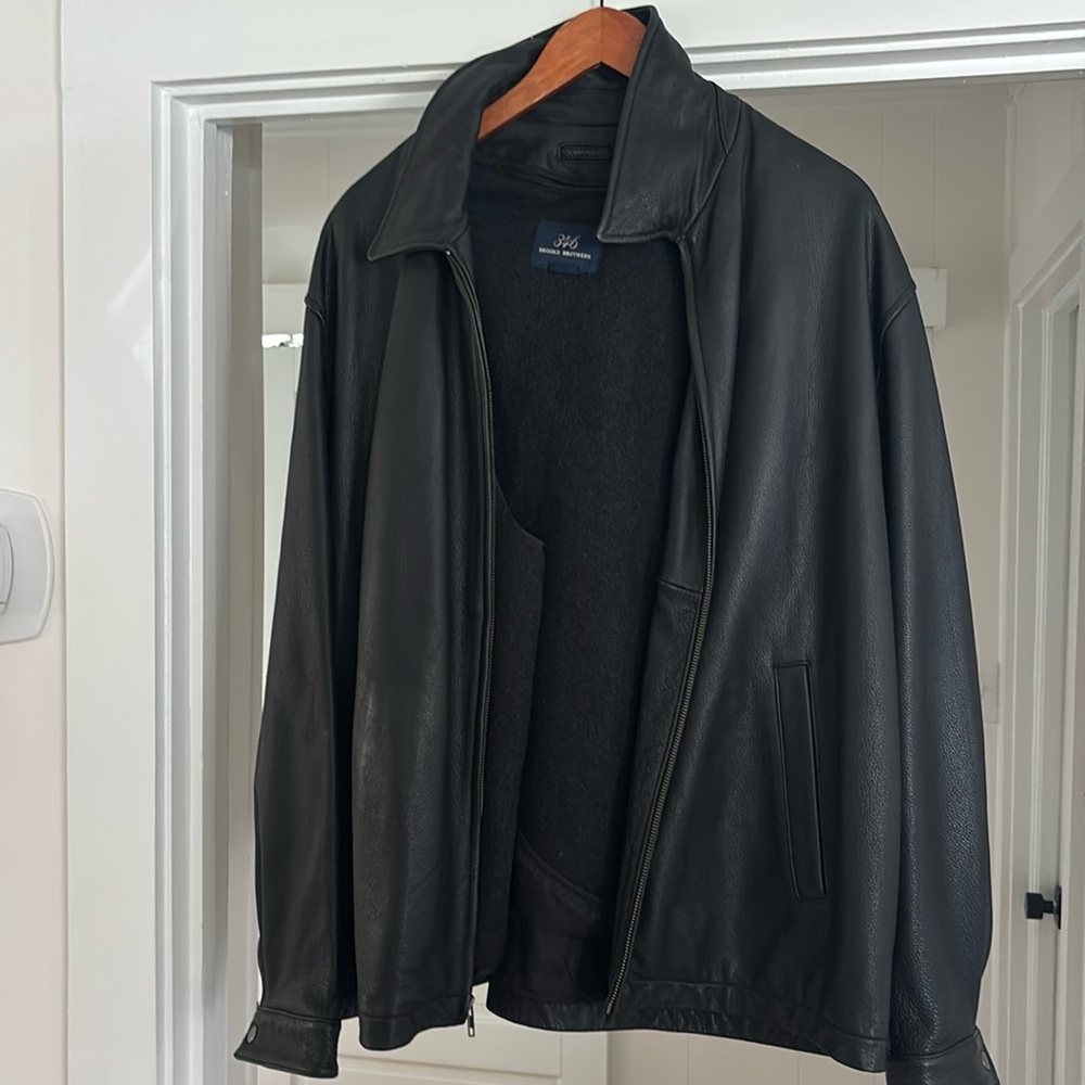 Black leather, Brooks Brothers jacket, practically brand new